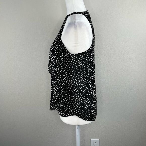 A.L.C. Iggy Black White Polka Dot Silk Georgette Layered Halter Top Blouse 4 - Picture 6 of 11